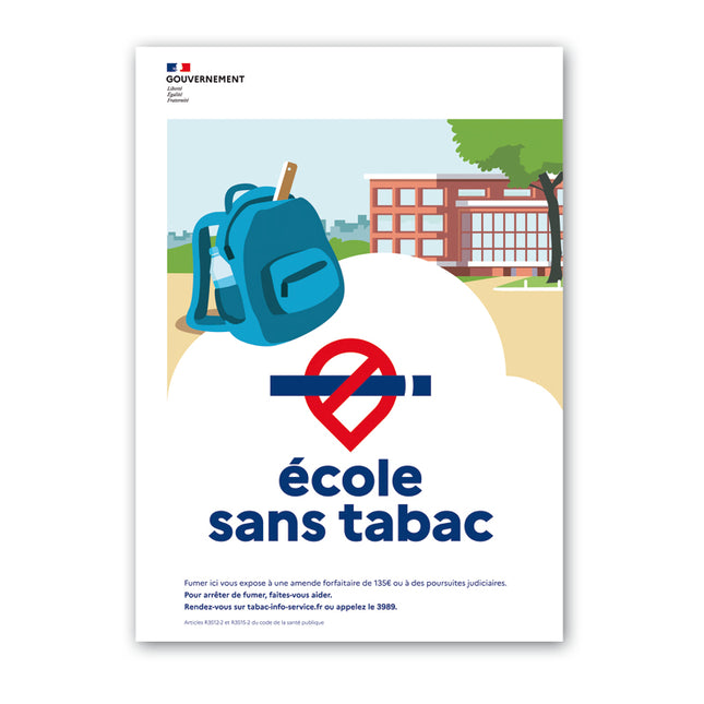 Affiche Pictogramme officiel Espace sans tabac école
