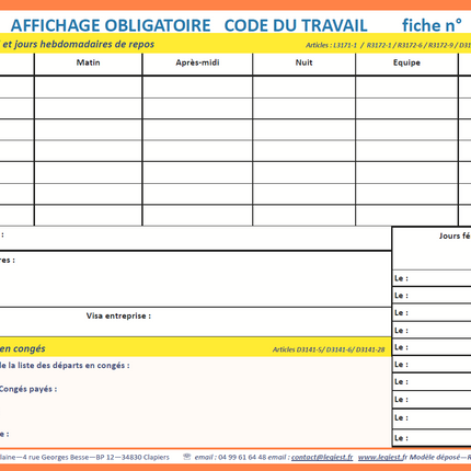 Affichage des heures de travail