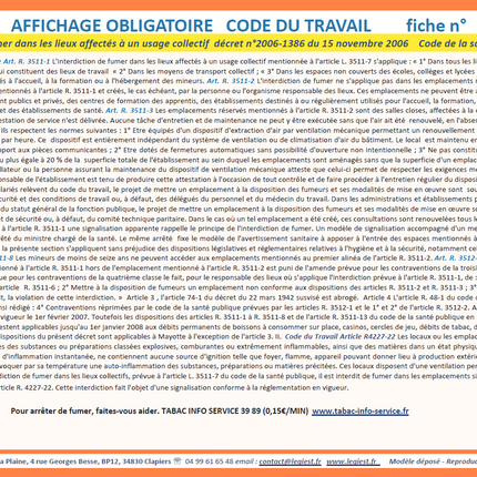 Affichage obligatoire interdiction de fumer