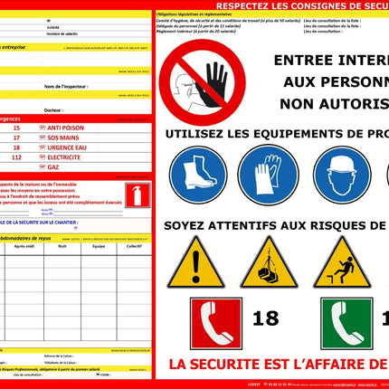 Affichage de sécurité sur les chantiers
