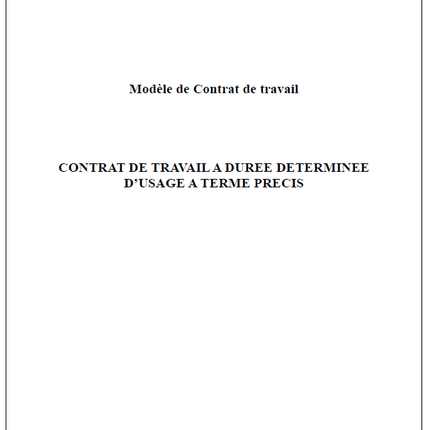 CDD d'usage à terme précis