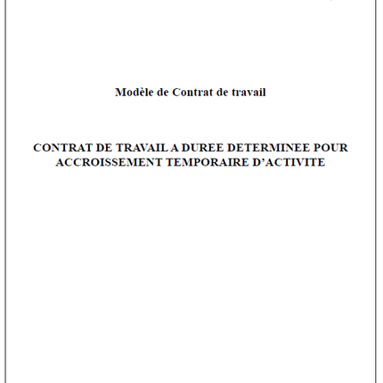 CDD pour accroissement d'activité