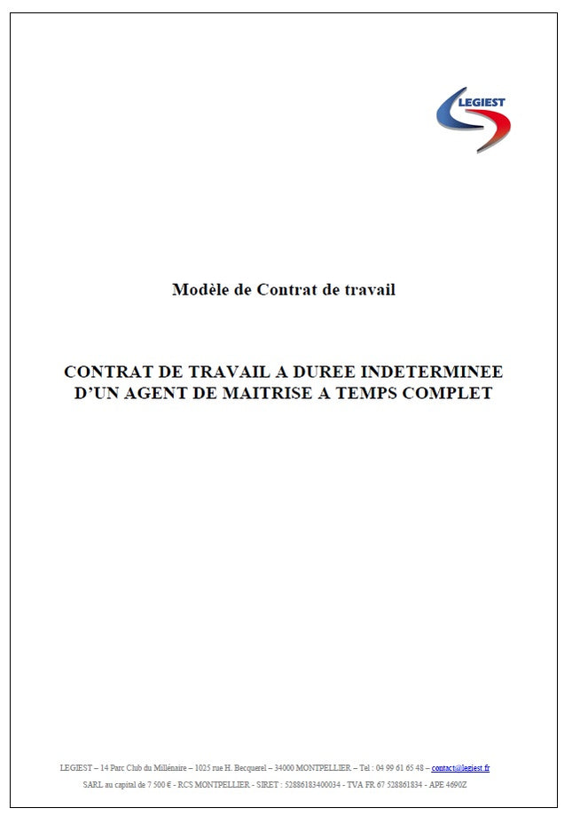 Modèle CDI agent de maîtrise