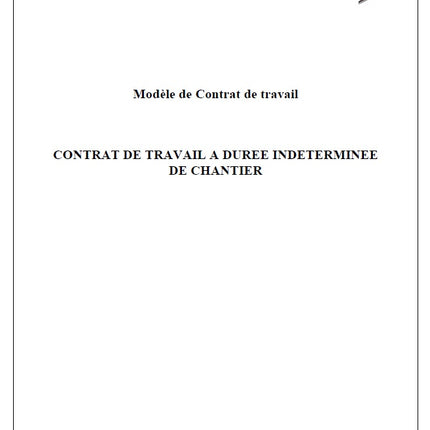 Modèle CDI chantier