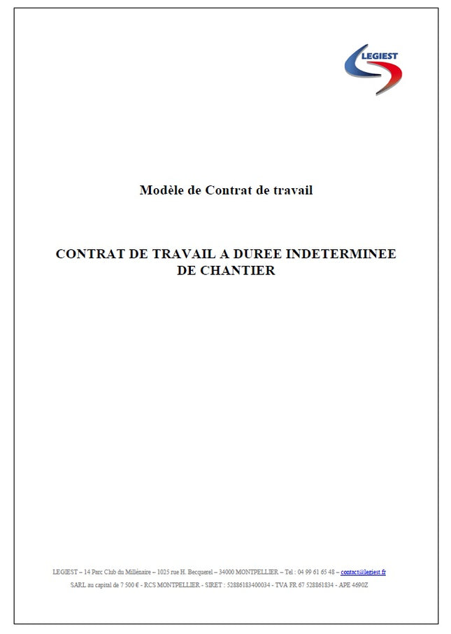 Modèle CDI chantier