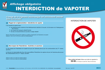 Interdiction de vapoter - Panneau plastifié