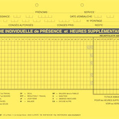 Fiche individuelle de présence et heures supplémentaires