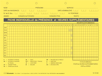 Fiche individuelle de présence et heures supplémentaires