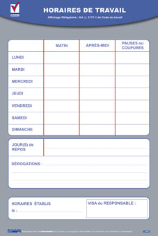 Affichage des horaires de travail collectifs