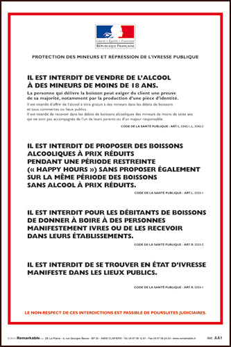 Panneau vente alcool interdite mineurs