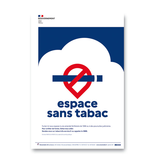 Panneau espace sans tabac / Panneau pvc A4