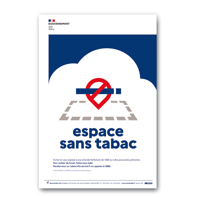 Panneau Espace sans tabac périmètre / Panneau pvc A4