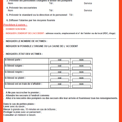 Protocole d'urgence en cas d'accident