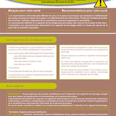 Affichage sécurité en cabine de bronzage