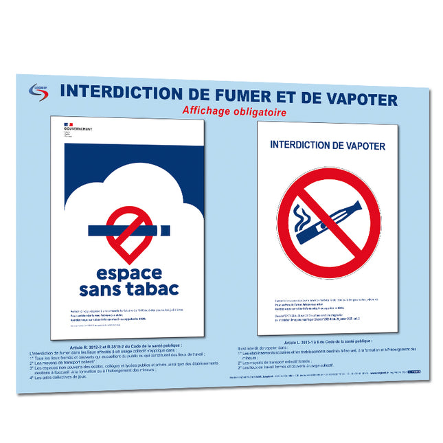 Affichage Interdiction de fumer et de vapoter - PDF